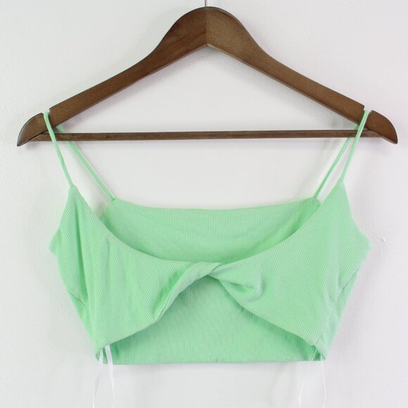 Superdown Ribbed Twist Back Crop Cami Mint Green Size S - Picture 3 of 5